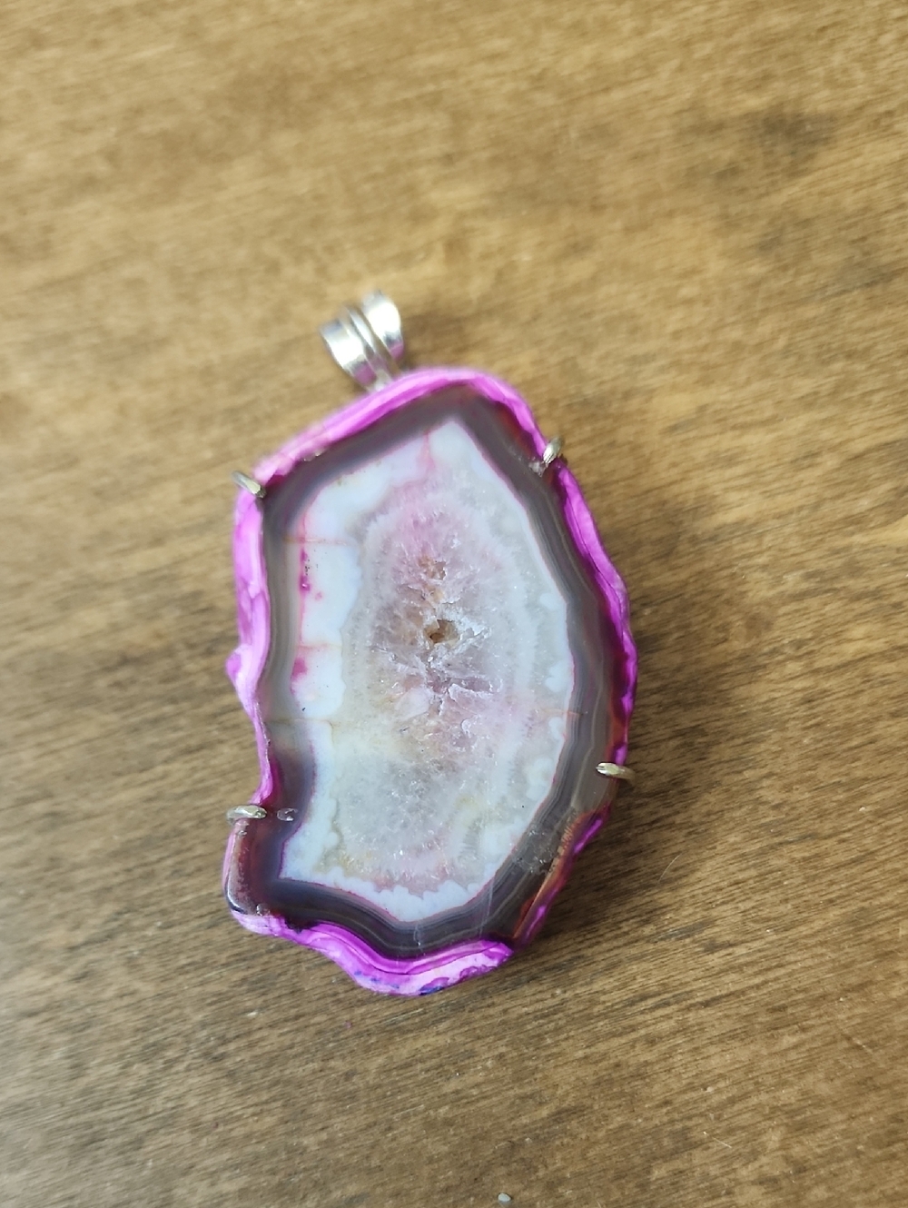Pink Agate Druzy Pendant Necklace - Women Jewelry